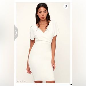Lulus Raquel White Cold Shoulder Surplice Dress
